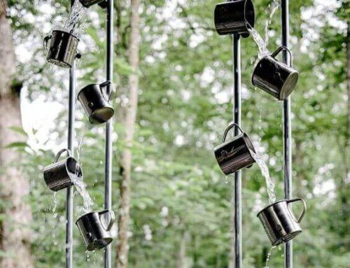 metal bardaklar ile yağmur zinciri