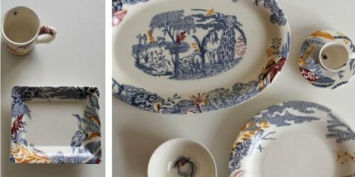 üstleri resimli seramik yemek takımı